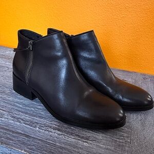 Cole Haan Black Leather Ankle Boots with zipper.